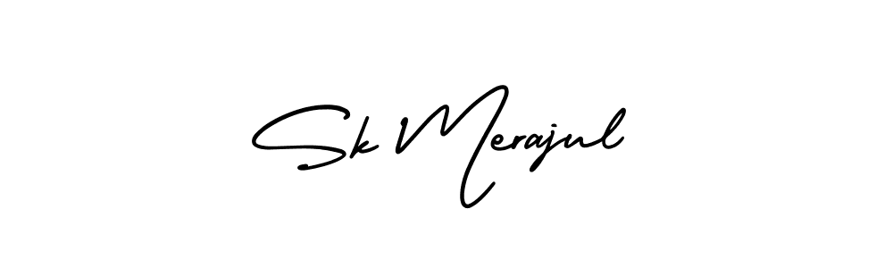 You should practise on your own different ways (AmerikaSignatureDemo-Regular) to write your name (Sk Merajul) in signature. don't let someone else do it for you. Sk Merajul signature style 3 images and pictures png