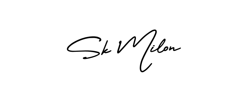 Similarly AmerikaSignatureDemo-Regular is the best handwritten signature design. Signature creator online .You can use it as an online autograph creator for name Sk Milon. Sk Milon signature style 3 images and pictures png