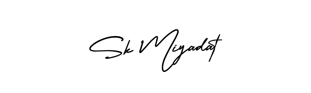 The best way (AmerikaSignatureDemo-Regular) to make a short signature is to pick only two or three words in your name. The name Sk Miyadat include a total of six letters. For converting this name. Sk Miyadat signature style 3 images and pictures png