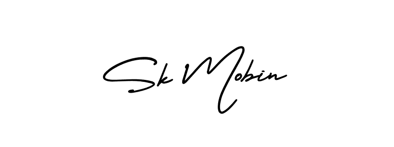 Sk Mobin stylish signature style. Best Handwritten Sign (AmerikaSignatureDemo-Regular) for my name. Handwritten Signature Collection Ideas for my name Sk Mobin. Sk Mobin signature style 3 images and pictures png