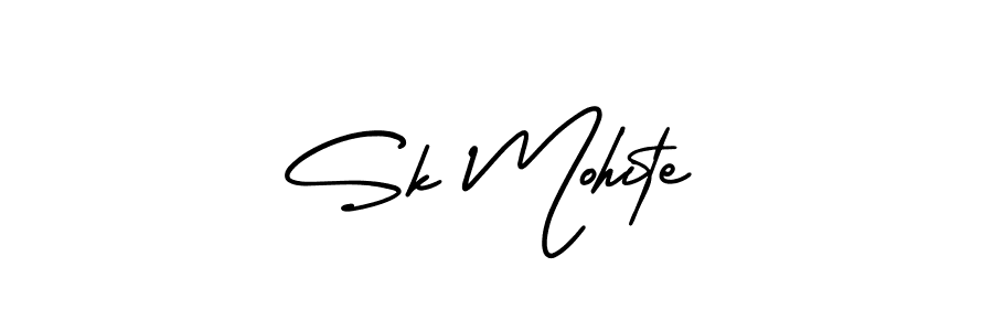 You should practise on your own different ways (AmerikaSignatureDemo-Regular) to write your name (Sk Mohite) in signature. don't let someone else do it for you. Sk Mohite signature style 3 images and pictures png