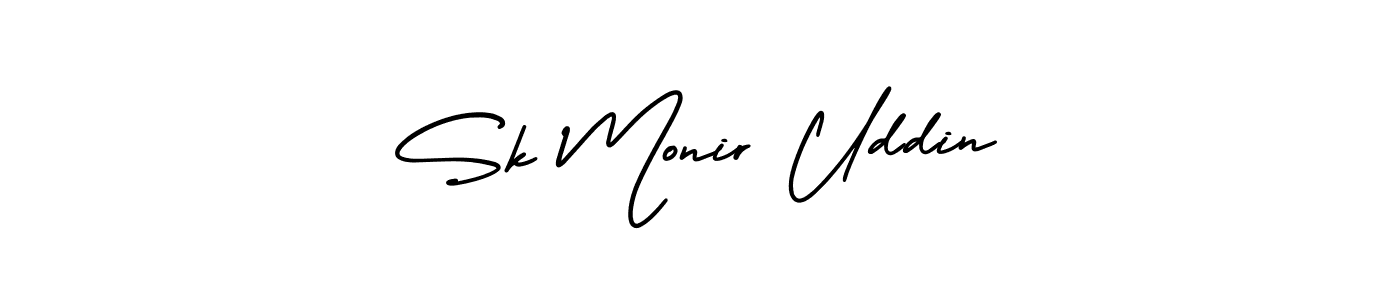 How to make Sk Monir Uddin name signature. Use AmerikaSignatureDemo-Regular style for creating short signs online. This is the latest handwritten sign. Sk Monir Uddin signature style 3 images and pictures png