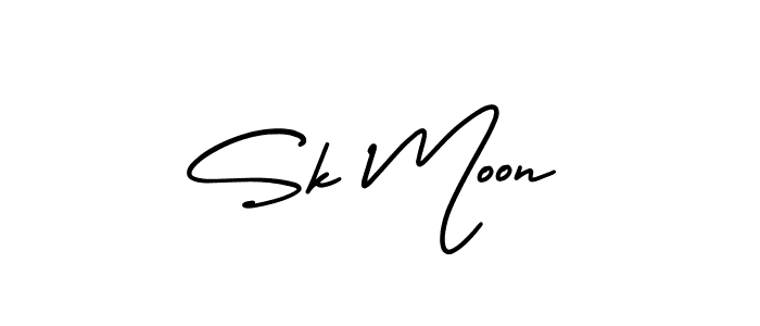 The best way (AmerikaSignatureDemo-Regular) to make a short signature is to pick only two or three words in your name. The name Sk Moon include a total of six letters. For converting this name. Sk Moon signature style 3 images and pictures png