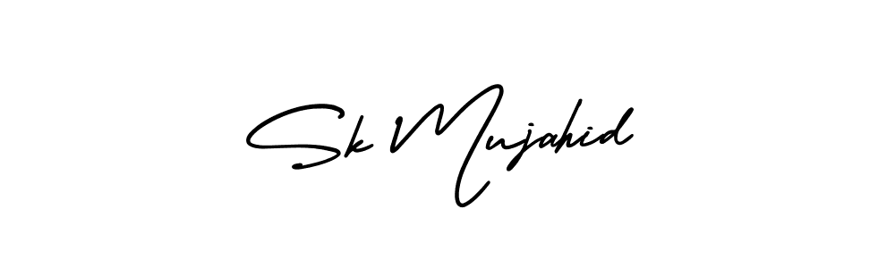 How to make Sk Mujahid name signature. Use AmerikaSignatureDemo-Regular style for creating short signs online. This is the latest handwritten sign. Sk Mujahid signature style 3 images and pictures png