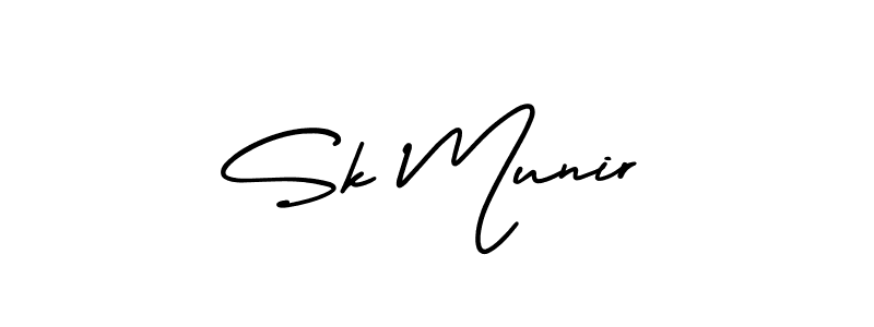 How to make Sk Munir name signature. Use AmerikaSignatureDemo-Regular style for creating short signs online. This is the latest handwritten sign. Sk Munir signature style 3 images and pictures png