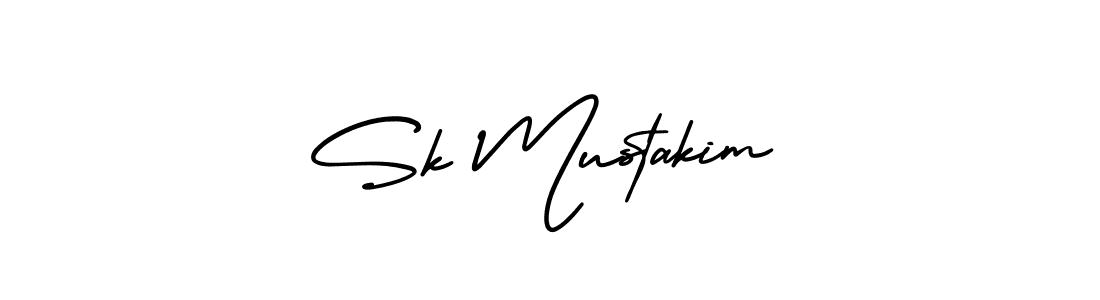 How to make Sk Mustakim name signature. Use AmerikaSignatureDemo-Regular style for creating short signs online. This is the latest handwritten sign. Sk Mustakim signature style 3 images and pictures png