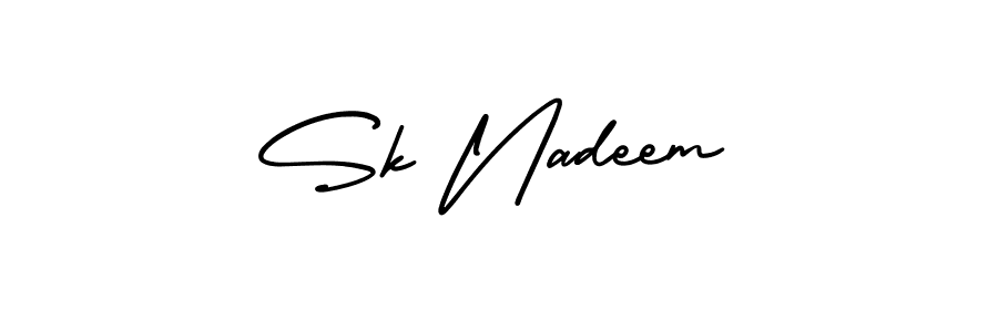 This is the best signature style for the Sk Nadeem name. Also you like these signature font (AmerikaSignatureDemo-Regular). Mix name signature. Sk Nadeem signature style 3 images and pictures png