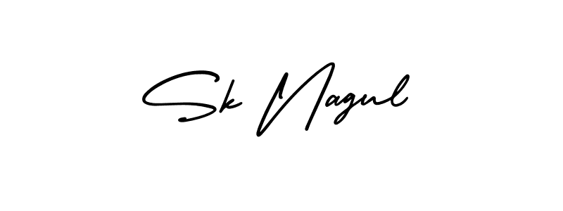 You should practise on your own different ways (AmerikaSignatureDemo-Regular) to write your name (Sk Nagul) in signature. don't let someone else do it for you. Sk Nagul signature style 3 images and pictures png