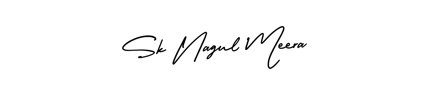 The best way (AmerikaSignatureDemo-Regular) to make a short signature is to pick only two or three words in your name. The name Sk Nagul Meera include a total of six letters. For converting this name. Sk Nagul Meera signature style 3 images and pictures png