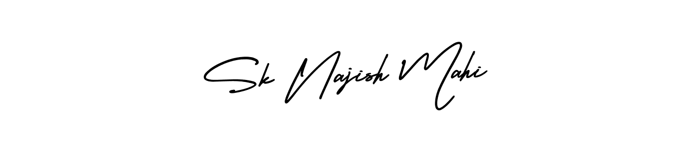 How to make Sk Najish Mahi name signature. Use AmerikaSignatureDemo-Regular style for creating short signs online. This is the latest handwritten sign. Sk Najish Mahi signature style 3 images and pictures png