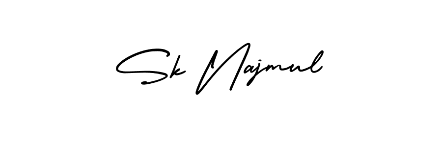 The best way (AmerikaSignatureDemo-Regular) to make a short signature is to pick only two or three words in your name. The name Sk Najmul include a total of six letters. For converting this name. Sk Najmul signature style 3 images and pictures png