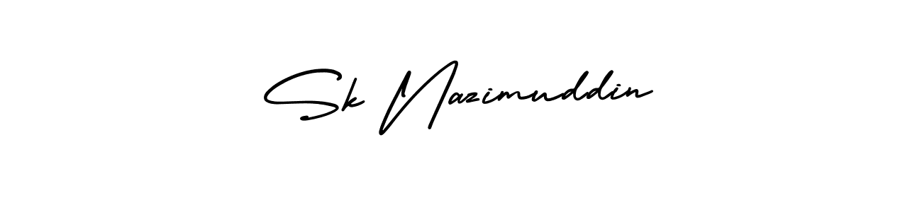 The best way (AmerikaSignatureDemo-Regular) to make a short signature is to pick only two or three words in your name. The name Sk Nazimuddin include a total of six letters. For converting this name. Sk Nazimuddin signature style 3 images and pictures png