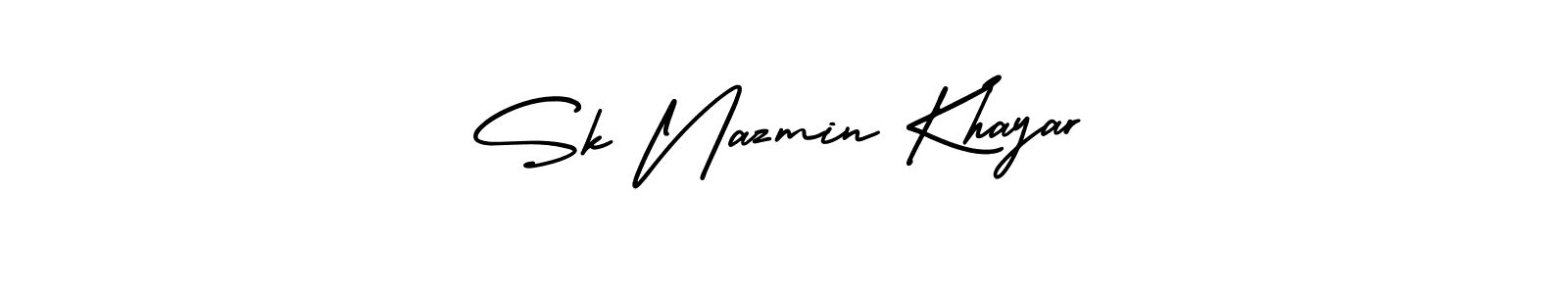 Also You can easily find your signature by using the search form. We will create Sk Nazmin Khayar name handwritten signature images for you free of cost using AmerikaSignatureDemo-Regular sign style. Sk Nazmin Khayar signature style 3 images and pictures png