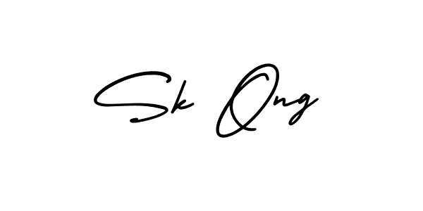 Create a beautiful signature design for name Sk Ong. With this signature (AmerikaSignatureDemo-Regular) fonts, you can make a handwritten signature for free. Sk Ong signature style 3 images and pictures png