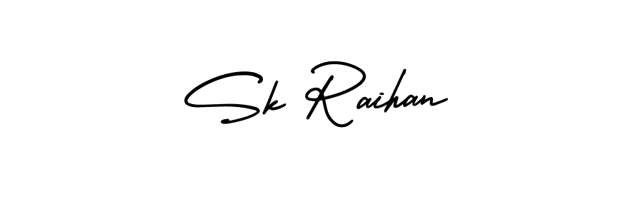 The best way (AmerikaSignatureDemo-Regular) to make a short signature is to pick only two or three words in your name. The name Sk Raihan include a total of six letters. For converting this name. Sk Raihan signature style 3 images and pictures png