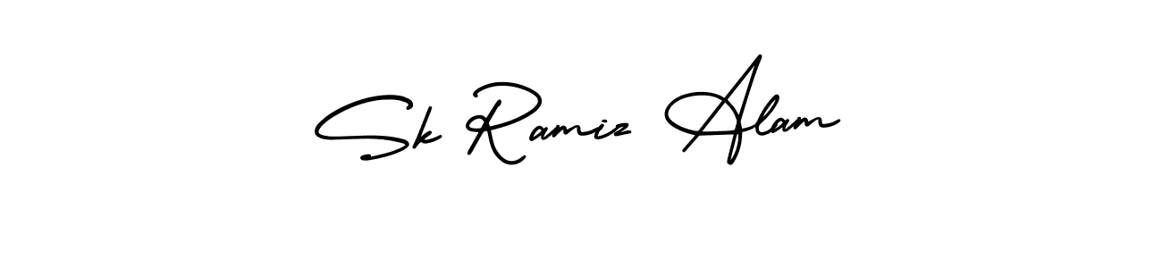 You should practise on your own different ways (AmerikaSignatureDemo-Regular) to write your name (Sk Ramiz Alam) in signature. don't let someone else do it for you. Sk Ramiz Alam signature style 3 images and pictures png