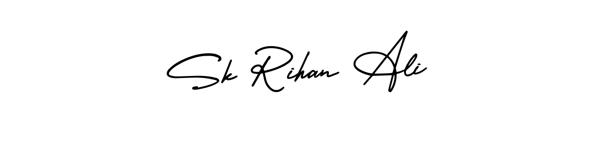 This is the best signature style for the Sk Rihan Ali name. Also you like these signature font (AmerikaSignatureDemo-Regular). Mix name signature. Sk Rihan Ali signature style 3 images and pictures png