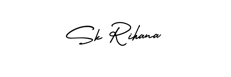 You should practise on your own different ways (AmerikaSignatureDemo-Regular) to write your name (Sk Rihana) in signature. don't let someone else do it for you. Sk Rihana signature style 3 images and pictures png