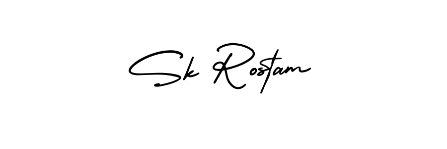 The best way (AmerikaSignatureDemo-Regular) to make a short signature is to pick only two or three words in your name. The name Sk Rostam include a total of six letters. For converting this name. Sk Rostam signature style 3 images and pictures png