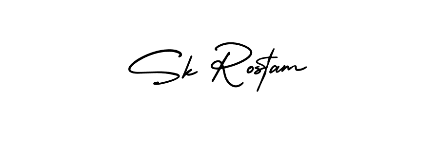 The best way (AmerikaSignatureDemo-Regular) to make a short signature is to pick only two or three words in your name. The name Sk Rostam include a total of six letters. For converting this name. Sk Rostam signature style 3 images and pictures png