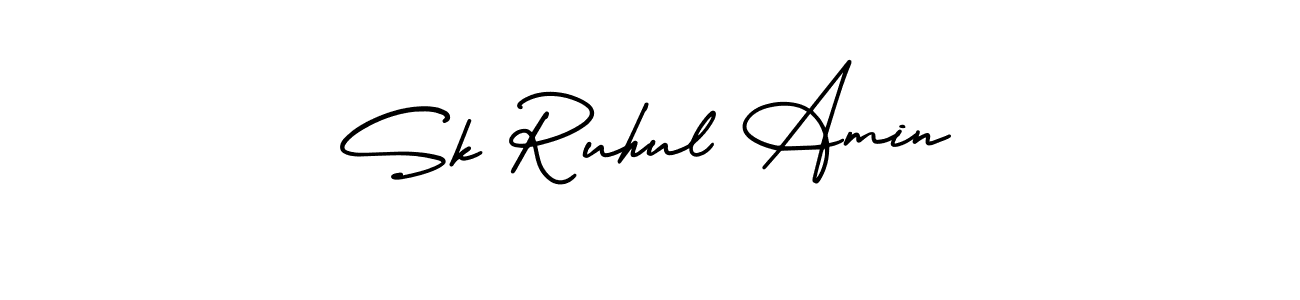How to make Sk Ruhul Amin name signature. Use AmerikaSignatureDemo-Regular style for creating short signs online. This is the latest handwritten sign. Sk Ruhul Amin signature style 3 images and pictures png