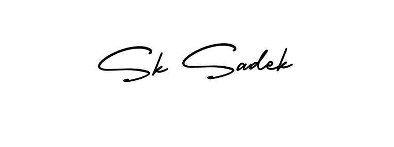 How to make Sk Sadek name signature. Use AmerikaSignatureDemo-Regular style for creating short signs online. This is the latest handwritten sign. Sk Sadek signature style 3 images and pictures png