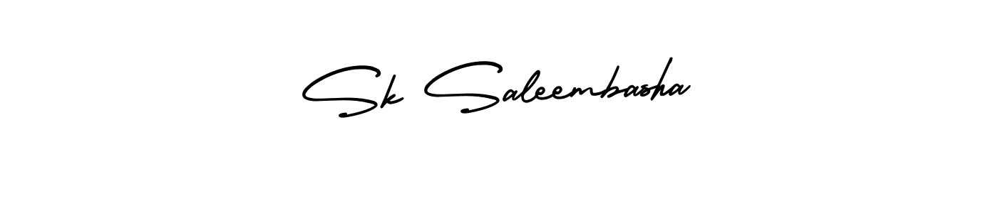 You should practise on your own different ways (AmerikaSignatureDemo-Regular) to write your name (Sk Saleembasha) in signature. don't let someone else do it for you. Sk Saleembasha signature style 3 images and pictures png