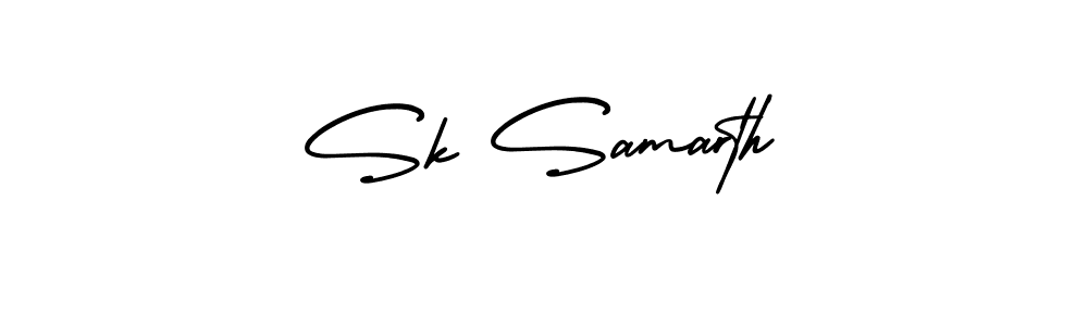 The best way (AmerikaSignatureDemo-Regular) to make a short signature is to pick only two or three words in your name. The name Sk Samarth include a total of six letters. For converting this name. Sk Samarth signature style 3 images and pictures png