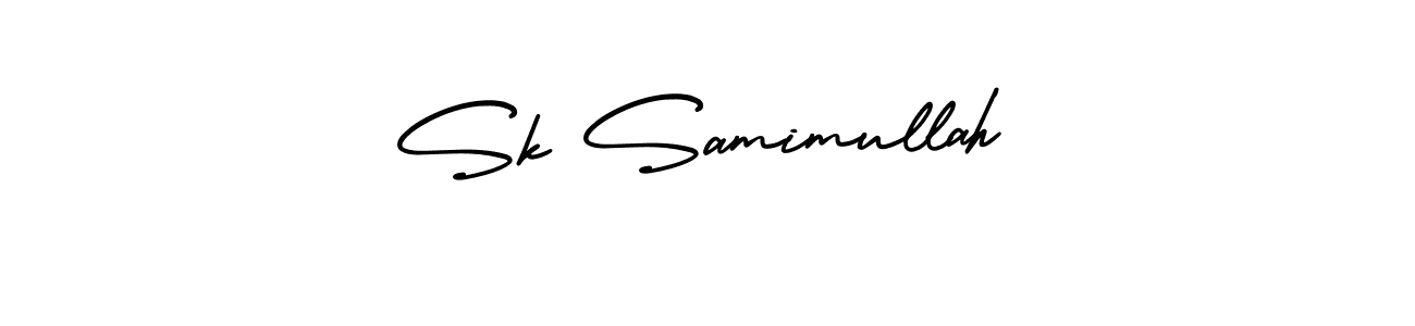 The best way (AmerikaSignatureDemo-Regular) to make a short signature is to pick only two or three words in your name. The name Sk Samimullah include a total of six letters. For converting this name. Sk Samimullah signature style 3 images and pictures png