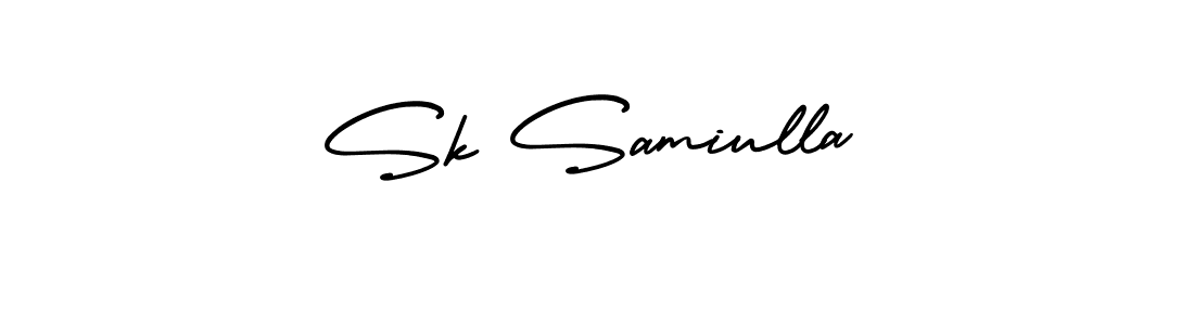 This is the best signature style for the Sk Samiulla name. Also you like these signature font (AmerikaSignatureDemo-Regular). Mix name signature. Sk Samiulla signature style 3 images and pictures png