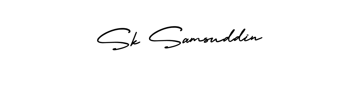 The best way (AmerikaSignatureDemo-Regular) to make a short signature is to pick only two or three words in your name. The name Sk Samsuddin include a total of six letters. For converting this name. Sk Samsuddin signature style 3 images and pictures png