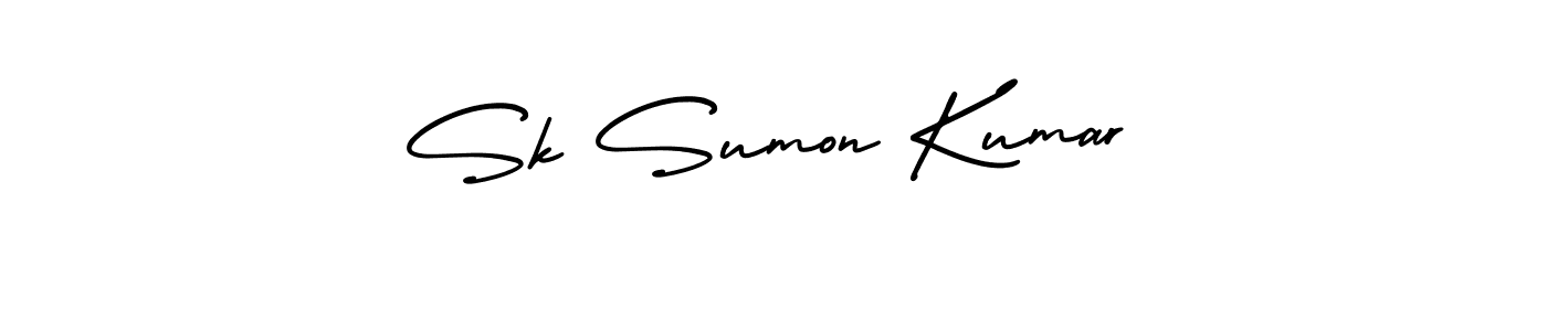 You should practise on your own different ways (AmerikaSignatureDemo-Regular) to write your name (Sk Sumon Kumar) in signature. don't let someone else do it for you. Sk Sumon Kumar signature style 3 images and pictures png