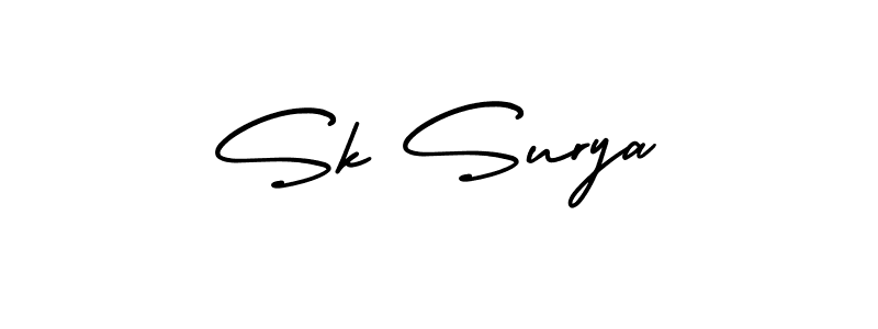 You should practise on your own different ways (AmerikaSignatureDemo-Regular) to write your name (Sk Surya) in signature. don't let someone else do it for you. Sk Surya signature style 3 images and pictures png