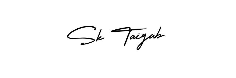 The best way (AmerikaSignatureDemo-Regular) to make a short signature is to pick only two or three words in your name. The name Sk Taiyab include a total of six letters. For converting this name. Sk Taiyab signature style 3 images and pictures png