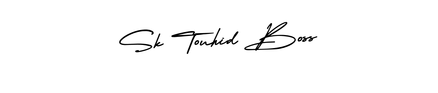 You should practise on your own different ways (AmerikaSignatureDemo-Regular) to write your name (Sk Touhid Boss) in signature. don't let someone else do it for you. Sk Touhid Boss signature style 3 images and pictures png