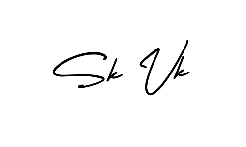 Use a signature maker to create a handwritten signature online. With this signature software, you can design (AmerikaSignatureDemo-Regular) your own signature for name Sk Vk. Sk Vk signature style 3 images and pictures png