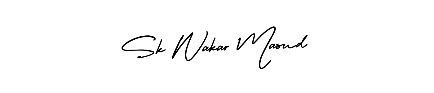 You should practise on your own different ways (AmerikaSignatureDemo-Regular) to write your name (Sk Wakar Masud) in signature. don't let someone else do it for you. Sk Wakar Masud signature style 3 images and pictures png