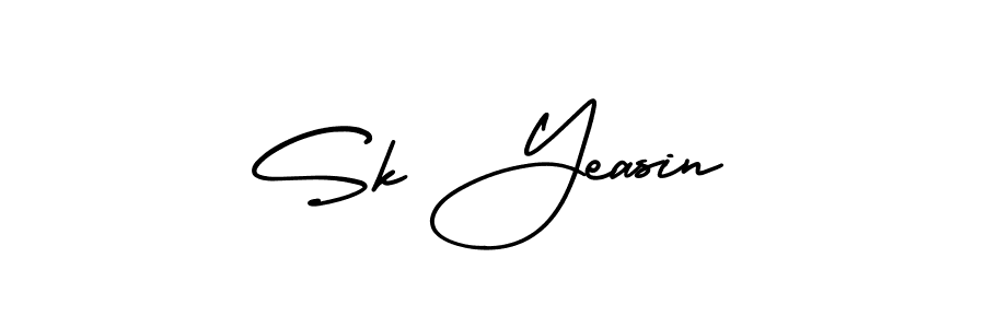 How to make Sk Yeasin name signature. Use AmerikaSignatureDemo-Regular style for creating short signs online. This is the latest handwritten sign. Sk Yeasin signature style 3 images and pictures png