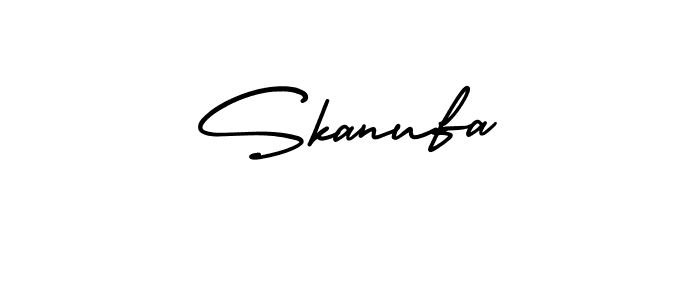 How to make Skanufa name signature. Use AmerikaSignatureDemo-Regular style for creating short signs online. This is the latest handwritten sign. Skanufa signature style 3 images and pictures png
