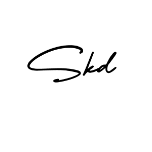 How to make Skd name signature. Use AmerikaSignatureDemo-Regular style for creating short signs online. This is the latest handwritten sign. Skd signature style 3 images and pictures png