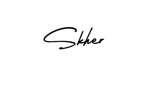 Make a beautiful signature design for name Skher. With this signature (AmerikaSignatureDemo-Regular) style, you can create a handwritten signature for free. Skher signature style 3 images and pictures png