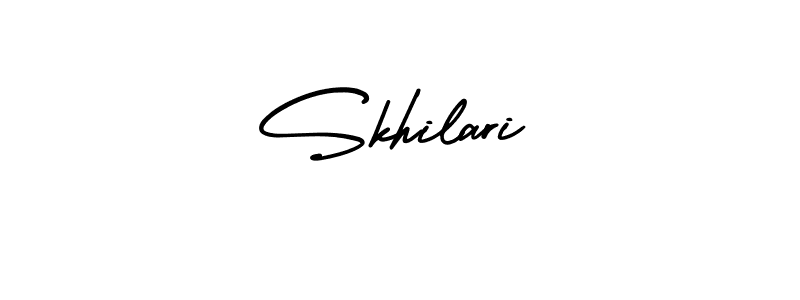 You should practise on your own different ways (AmerikaSignatureDemo-Regular) to write your name (Skhilari) in signature. don't let someone else do it for you. Skhilari signature style 3 images and pictures png