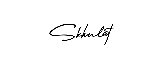 You should practise on your own different ways (AmerikaSignatureDemo-Regular) to write your name (Skhulat) in signature. don't let someone else do it for you. Skhulat signature style 3 images and pictures png