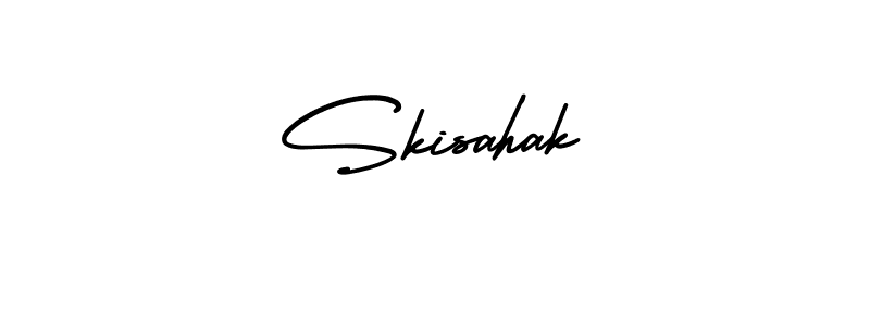 You should practise on your own different ways (AmerikaSignatureDemo-Regular) to write your name (Skisahak) in signature. don't let someone else do it for you. Skisahak signature style 3 images and pictures png
