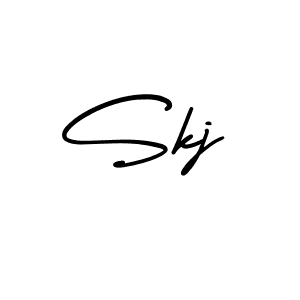 Design your own signature with our free online signature maker. With this signature software, you can create a handwritten (AmerikaSignatureDemo-Regular) signature for name Skj. Skj signature style 3 images and pictures png