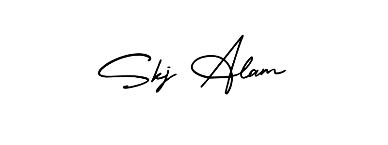 This is the best signature style for the Skj Alam name. Also you like these signature font (AmerikaSignatureDemo-Regular). Mix name signature. Skj Alam signature style 3 images and pictures png