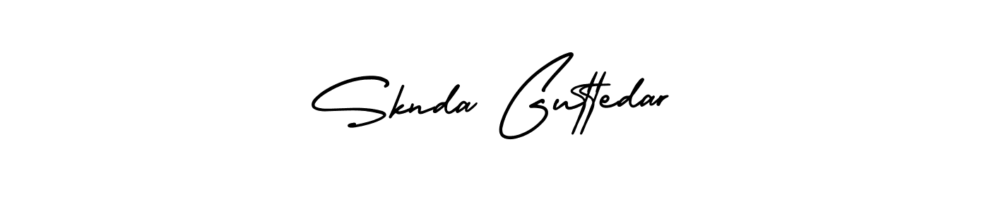 Make a short Sknda Guttedar signature style. Manage your documents anywhere anytime using AmerikaSignatureDemo-Regular. Create and add eSignatures, submit forms, share and send files easily. Sknda Guttedar signature style 3 images and pictures png