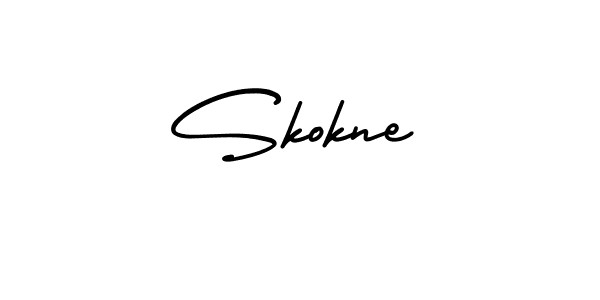 The best way (AmerikaSignatureDemo-Regular) to make a short signature is to pick only two or three words in your name. The name Skokne include a total of six letters. For converting this name. Skokne signature style 3 images and pictures png