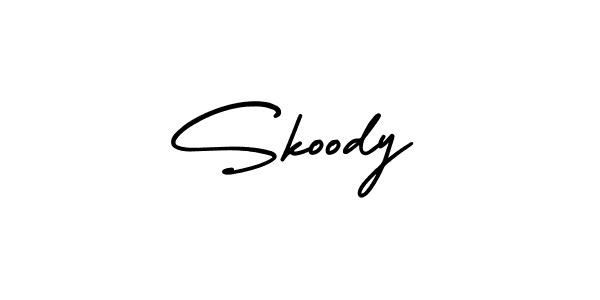 How to make Skoody name signature. Use AmerikaSignatureDemo-Regular style for creating short signs online. This is the latest handwritten sign. Skoody signature style 3 images and pictures png