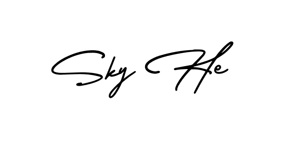 The best way (AmerikaSignatureDemo-Regular) to make a short signature is to pick only two or three words in your name. The name Sky He include a total of six letters. For converting this name. Sky He signature style 3 images and pictures png